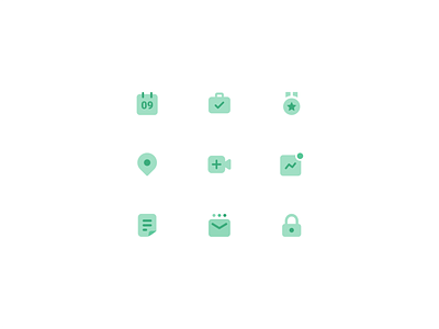 Green Icon Set for Salesdash 📞 branding calendar crm dashboard duotone email figma green icon icons lock map medal report saas salesdash target ui vindar web design