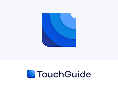 TouchGuide Logo blue branding debut galano icon illustration logo minimal touch typography vibration vindar waves