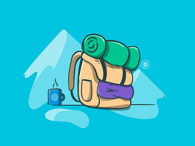 Explorer adventure campfire clean cliff coffee daily design digitalart explorations flat hiker hiking icon illustration logo mountains nature snow vector winter
