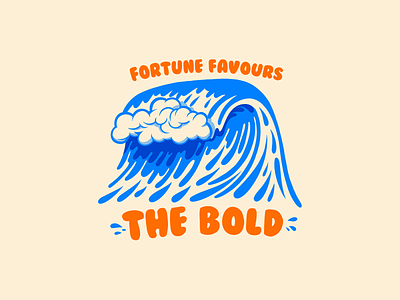 Fortune favours the bold bold design digitalart flat fortune icon illustration logo sea summer surf typography vector water wave wavy