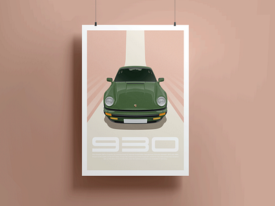 Porsche 930 Turbo Poster 911 automotive cars clean design digitalart graphic design illustration porsche porsche911 poster print vector vectorartwork