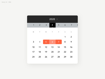 Daily UI Challenge #080 - Date Picker - Take3 calendar daily ui dailyui datepicker