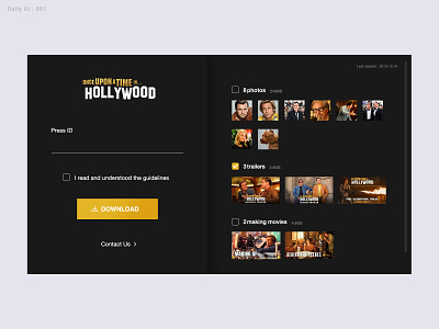 Daily UI Challenge #051 - Press Page daily ui dailyui media movie press kit press page ui