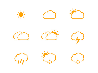 Weather Icon Set flat glyphs icons minimal weather app