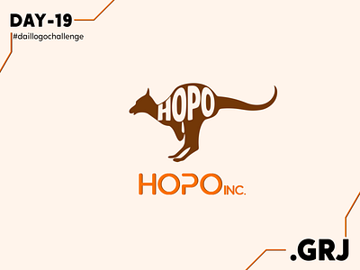 HOPO INC.-Challenge 19 animal australia brand branding dailylogochallenge design flat hop illustration illustrator jump kangaroo logo logo challenge logo design concept logotype logotype design minimal typography vector