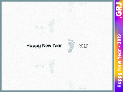 Happy New Year 2019 By .Grj 2019 design flat footprints happynewyear icon illustration illustration art illustration design illustrator logo logo design concept logotype logotype design minimal newyear thank you type typography vector
