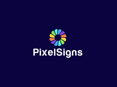 Pixel Signs app icon branding colorful company logo design icon light lights logo logo design logos mark minimal neon print printlogo simple symbol web logo wheel