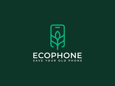 LEAF ECO PHONE app logo brand identity branding company logo earh logo eco logo green logo icon leaf logo logo logo design logos mark mimimal logo minimal phone logo rebranding simple symbol web logo