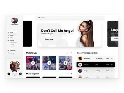 Music app for desktop black and white colorful figma music music app ui design uikit web design