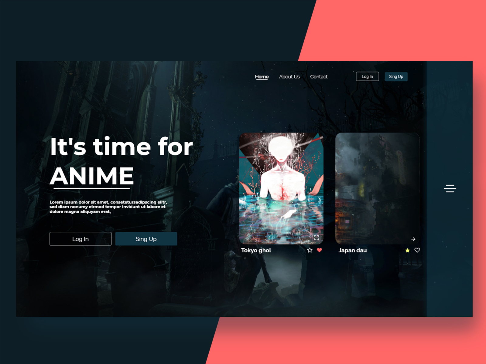 Web design concept for an anime website by Crackedesign. on Dribbble