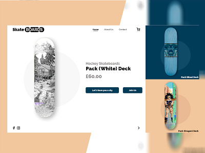 Skateboards landing page website photoshop simple skateboards web design xd