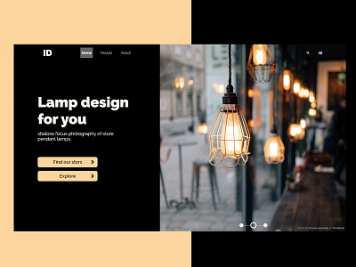 landing page for lamp design stor