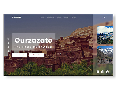 Landing page for travel site