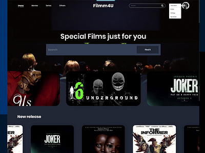 landing page for films streaming