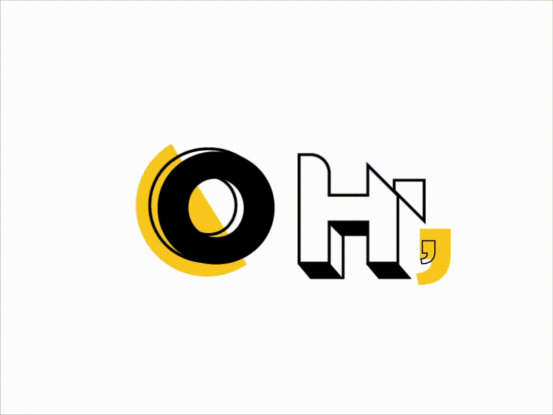 Oh! aftereffects animation black clean colorfull illustration line minimal oh transition yellow