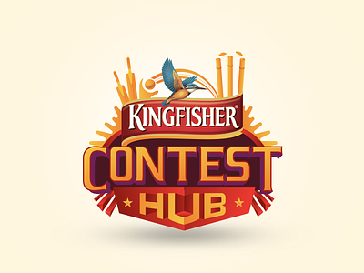 Kingfisher Contest Hub unit beer contest illustration kingfisher logo pencilandpiston red unit yellow