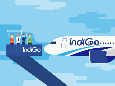 Indigo Crew 6e airlines blue flight illustration indigo pencilandpiston