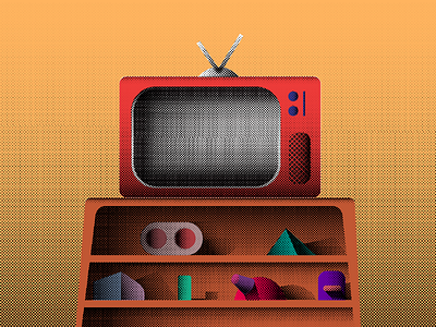 Television illustration noise noise shadow objects old red retro television vintage