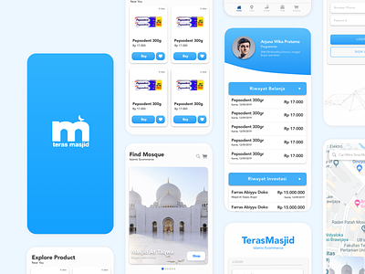 Teras Masjid app branding design flat icon illustration illustrator lettering ui ux web