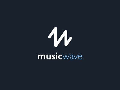 Music wave art blue brand branding design electric logo m music visual wave white
