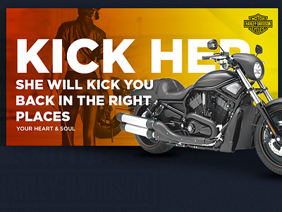 Harley Davidson bike kick motor print ad visual design website