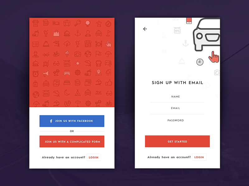 Daily UI #001 - Signup and landing app screen by pramod kabadi on Dribbble