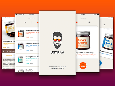 Ustraa iOS mobile app - DailyUI dailyui design freebie interface ios iphone mobile app sketchapp ui ui kit ustra ux