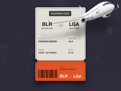 Daily UI #024- boarding pass #dailyui #024 aeroplane boarding pass card dailyui design flat flight journey ticket travel ui ux