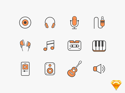 Music vector sketchapp Icons