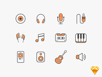 Music vector sketchapp Icons ai design flat icons freebie gif guitar icons illustration line music sketchapp vector