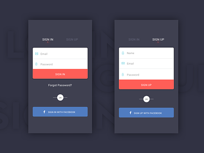 SIGN IN SIGN UP MODAL dailyui dark interaction design facebook ios android login mobile app interface password email signup sketch freebie ui ux