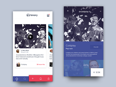 Tenory App - Homescreen and artist details artist dailyui design freebie giveaway interface minimal mobile app music sketchapp ui ux