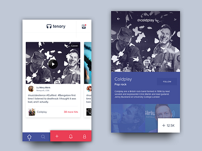 Tenory App - Homescreen and artist details