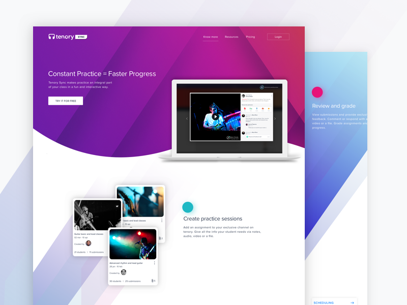 How It Works Tenory Homepage flat video landing tenory classroom admin dashboard mockup interaction ui ux design website homepage