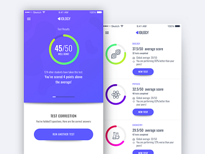 Biology Test App Design iOS biology dailyui design freebie give away graphs illustartion interaction interface design ios sketchapp ui ux