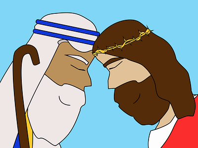 Moses and Jesus, Happy Easter! illustration