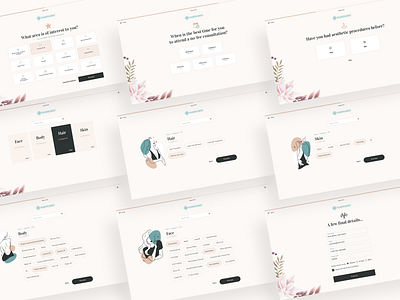 Wizard UI Design appointment booking beauty design elegant flower funnel minimal plastic surgery search ui user interface ux web wizard