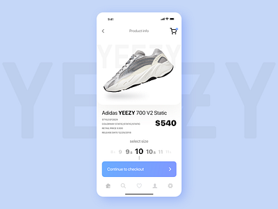 Yeezy UI App Design adidas app boost design minimal shopping app shopping cart ui ux yeezy