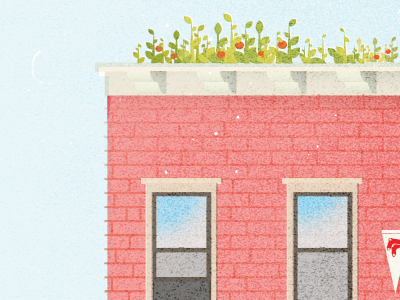 Brownstone with a garden building illustration plants