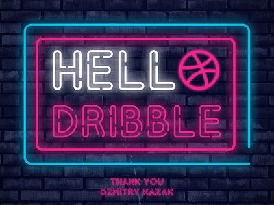 Hello Dribble! design grafic hello hello dribble hello world illustration neon thank you ui vector