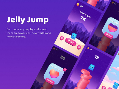 Jelly Jump app design game game design grafic hypercasualgames illustration jelly mobile mobileapp typography ui ux vector