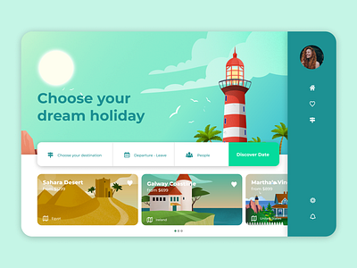 Dream Holiday App - Exploration affinitydesigner app design figma flat illustration ui ux vector vector art