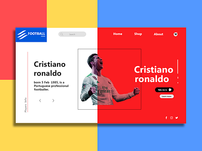 Dribbe Football Ui2 adobe branding characer commerce design ecommerce flat football graphic design illustrator minimal minimal web design minimal website ronaldo ui ux web website