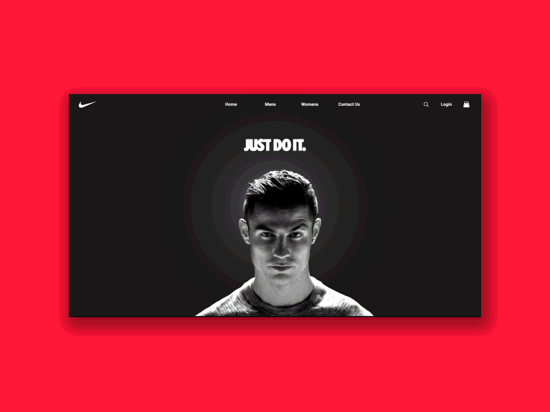 NIke with Ronaldo Website Design adobe after effect design ecommerce app icon illustraor justdoit nike photoshop ronaldo typography ui ux web web deisgn website website concept