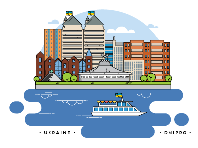 Dnipro city city dnipro flat illustration river ukraine urban webinerds