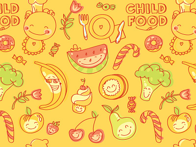 Child food seamless pattern