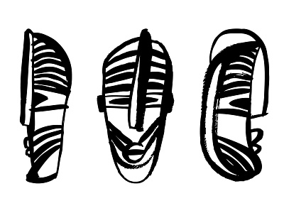 African masks africa african black blackandwhite bold brush illustration mask