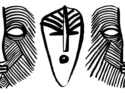 African masks africa african blackandwhite bold brush coffee mask