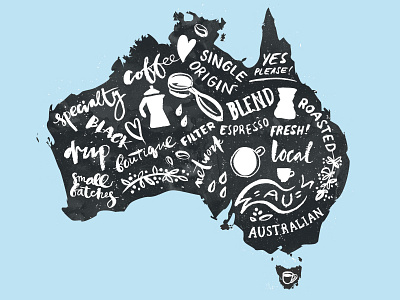 Coffee map of Australia alternative australia australian black blend blue brush card coffee design drip filter icons illustration local vector white