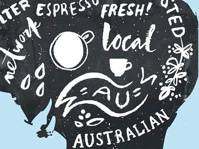 Coffee map of Australia au australian black blue brush coffee design espresso filter flat icons illustration local roasted vector white white and black